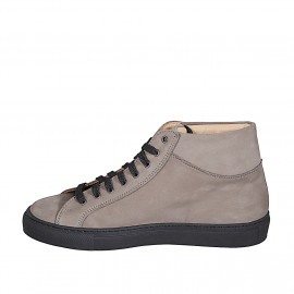 Sneaker stringata alte da uomo con plantare estraibile in nabuk taupe - Misure disponibili: 37, 38, 46, 47, 48, 49, 50, 51, 52 2