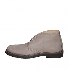 Polacchino stringato da uomo in nabuk taupe - Misure disponibili: 37, 38, 46, 47, 48, 50, 52 2