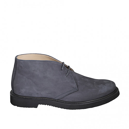 Zapato deportivo para hombre alto al tobillo en nubuk azul - Tallas disponibles:  37, 46, 47, 50