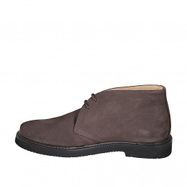 Zapato deportivo para hombre alto al tobillo en nubuk marron oscuro - Tallas disponibles:  37, 38, 47, 52 2