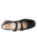 Mary Jane pour femmes avec bout carré et courroies en cuir verni noir talon 3 - Pointures disponibles:  32, 35, 42, 43, 45