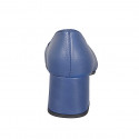 Decolté da donna a punta tonda in pelle blu tacco 6 - Misure disponibili: 32, 33, 34, 35, 44, 45