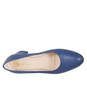 Escarpin pour femmes à bout arrondi en cuir bleu talon 6 - Pointures disponibles:  32, 33, 34, 35, 44, 45