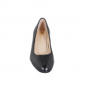 Zapato de salon redondeado para mujer en piel negra tacon 6 - Tallas disponibles:  34, 42, 44