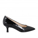 Escarpin à bout pointu pour femmes en cuir verni noir avec talon 6 - Pointures disponibles:  32, 33, 35, 44, 45