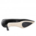 Zapato de salon a punta para mujer en charol negro con tacon 6 - Tallas disponibles:  32, 33, 35, 44, 45