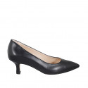 Escarpin à bout pointu pour femmes en cuir noir avec talon 6 - Pointures disponibles:  32, 35, 44, 45