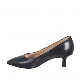 Zapato a punta para mujer en piel negra con tacon 6 - Tallas disponibles:  32, 35, 44, 45 2
