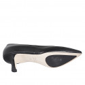 Zapato a punta para mujer en piel negra con tacon 6 - Tallas disponibles:  32, 35, 44, 45