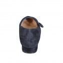 Mary Jane puntiagudo para mujer en gamuza azul con cinturon y flor de estrass tacon 2 - Tallas disponibles:  32, 33, 34, 35, 42, 45