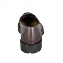 Woman's loafer shoes with metallic accessory in dark brown leather heel 3 - Available sizes:  33, 45, 46