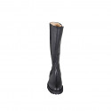Bottes pour femes à bout brogue, élastique latéral et fermeture éclair intérieure en cuir noir talon 3 - Pointures disponibles:  32, 35, 43, 44, 45, 46