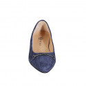 Ballerine pour femmes à bout pointu avec metallique accessoire en daim bleu talon 2 - Pointures disponibles:  32, 33, 35, 42, 43, 44, 45, 46