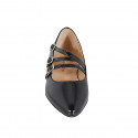 Mary Jane Ballerine à bout pointu avec trois courroies en cuir verni noir talon 2 - Pointures disponibles:  33, 35, 42, 43, 45, 46