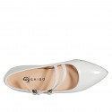 Ballerina Mary Jane a punta con doppio cinturino in vernice grigio chiaro tacco 2 - Misure disponibili: 33, 35, 42, 43, 44, 45, 46