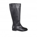 Bottes pour femmes au épuré avec petit elastique et fermeture éclair en cuir noir talon 2 - Pointures disponibles:  33, 35, 44, 45, 46