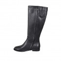 Bottes pour femmes au épuré avec petit elastique et fermeture éclair en cuir noir talon 2 - Pointures disponibles:  33, 35, 44, 45, 46