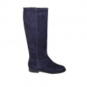 Bottes pour femmes au aspect épuré avec petit elastique et fermeture éclair en daim bleu talon 2 - Pointures disponibles:  33, 34, 35, 42, 43, 44, 46