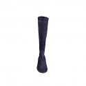 Stivale da donna liscio con cerniera e piccolo elastico in camoscio blu tacco 2 - Misure disponibili: 33, 34, 35, 42, 43, 44, 46