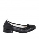 Woman's ballerina shoe with captoe and bow in black leather heel 2 - Available sizes:  32, 42, 44, 45, 46