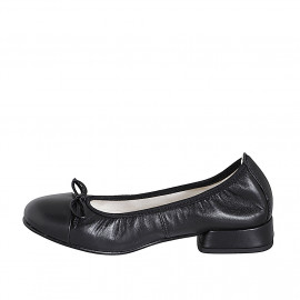 Ballerine pour femmes en cuir noir avec noeud et bout droit talon 2 - Pointures disponibles:  32, 42, 44, 45, 46 2