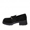 Mocassin sportif pour femmes avec chaine en or en daim noir talon 5 - Pointures disponibles:  45, 46