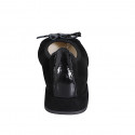 Ballerina da donna a punta con fiocco e puntale in camoscio e vernice nera tacco 2 - Misure disponibili: 32, 33, 35, 42, 43