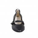 Ballerina Mary Jane a punta da donna in pelle nera tacco 2 - Misure disponibili: 33, 35, 42, 44, 45, 46