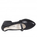 Bailarina Mary Jane a punta para mujer en piel negra tacon 2 - Tallas disponibles:  33, 35, 42, 44, 45, 46
