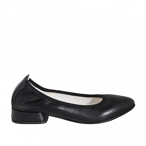 Ballerina da donna a punta in pelle nera tacco 2 - Misure disponibili: 33, 35, 42