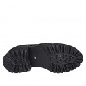 Mocassino da donna con accessorio metallico in camoscio nero e tessuto spigato tacco 5 - Misure disponibili: 32, 35, 42, 43, 45, 46