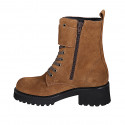 Lacets bottines pour femmes avec fermeture èclair intérieure et doubles boucles en daim marron et talon 5 - Pointures disponibles:  32, 35, 42, 43