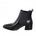 Bottines pour femmes à bout pointu avec elastiques en cuir verni noir talon 5 - Pointures disponibles:  32, 42, 43, 45, 46