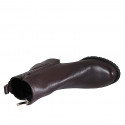 Bottines pour femmes en cuir marron foncé avec fermetures éclair, goujon et bout rondu talon 5 - Pointures disponibles:  35, 42, 43, 44