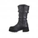 Botte pour femme avec fermeture èclair intèrieure en cuir noir froncè talon 5 - Pointures disponibles:  32, 43