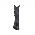 Botte pour femme avec fermeture èclair intèrieure en cuir noir froncè talon 5 - Pointures disponibles:  32, 43
