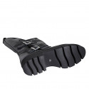 Stivale da donna con doppia fibbia e borchie in pelle nera tacco 3 - Misure disponibili: 35, 43