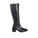 Bottes pour femmes en cuir élastique noir avec bout droit talon 4 - Pointures disponibles:  33, 34, 35, 43, 44