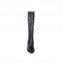 Bottes pour femmes en cuir élastique noir avec bout droit talon 4 - Pointures disponibles:  33, 34, 35, 43, 44