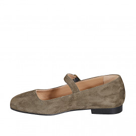 Mary Jane ballerine pour femmes à bout carré en daim vert avec courroie talon 2 - Pointures disponibles:  33, 35, 42, 43, 44, 46 2