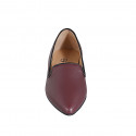 Mocassino a punta da donna in pelle bordeaux e bordi neri tacco 2 - Misure disponibili: 35, 42, 43, 45, 46