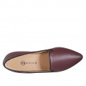 Mocassino a punta da donna in pelle bordeaux e bordi neri tacco 2 - Misure disponibili: 35, 42, 43, 45, 46