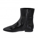 Stivaletto a punta da donna con cerniera interna in vernice nera con tacco 2 - Misure disponibili: 33, 35, 42, 43, 44