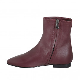 Stivaletto a punta da donna con cerniera interna in pelle bordeaux con tacco 2 - Misure disponibili: 35, 44 2