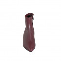 Stivaletto a punta da donna con cerniera interna in pelle bordeaux con tacco 2 - Misure disponibili: 35, 44