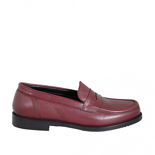 Mocassino da donna in pelle bordeaux tacco 2 - Misure disponibili: 32, 35, 45, 46