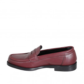 Mocassino da donna in pelle bordeaux tacco 2 - Misure disponibili: 32, 35, 45, 46 2