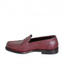 Mocasin para mujer en piel granate tacon 2 - Tallas disponibles:  32, 35, 45, 46