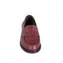 Woman's loafer in maroon leather heel 2 - Available sizes:  32, 35, 45, 46