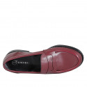 Mocassino da donna in pelle bordeaux tacco 2 - Misure disponibili: 32, 35, 45, 46